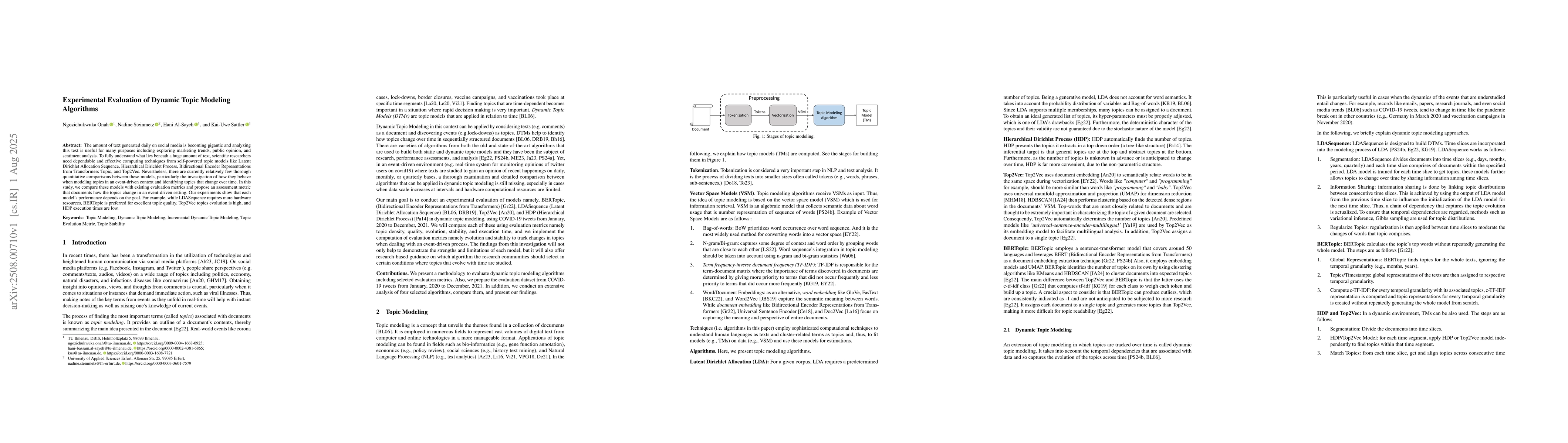 Thumbnail for Experimental Evaluation of Dynamic Topic Modeling Algorithms