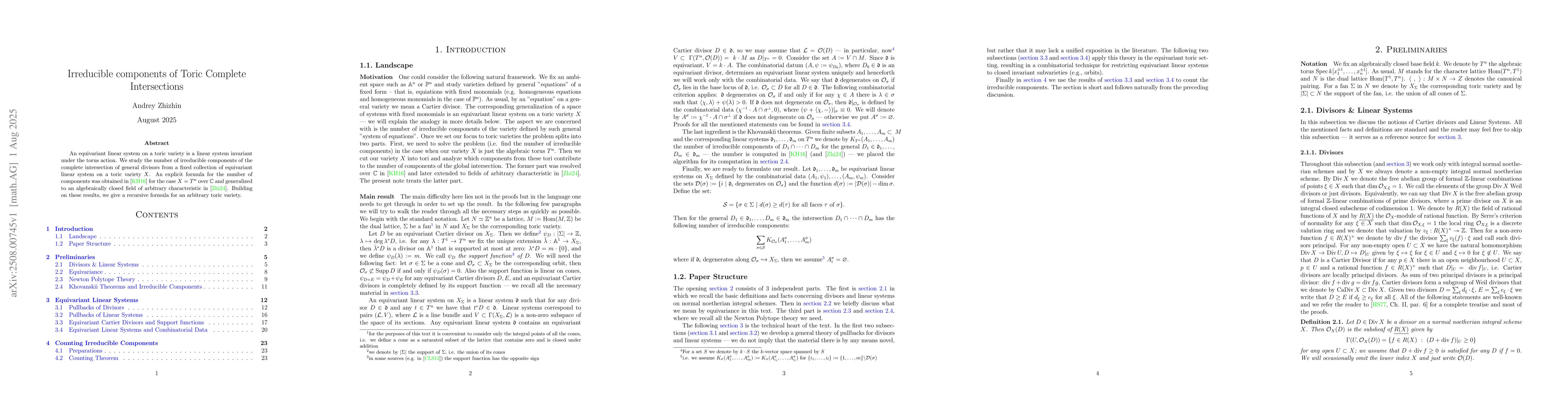 Thumbnail for Irreducible components of Toric Complete Intersections