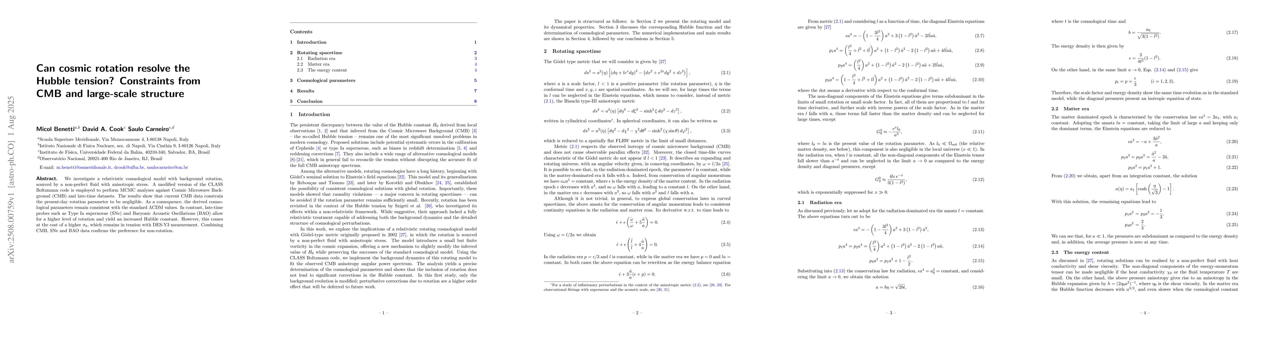 Thumbnail for Can cosmic rotation resolve the Hubble tension? Constraints from CMB and
  large-scale structure