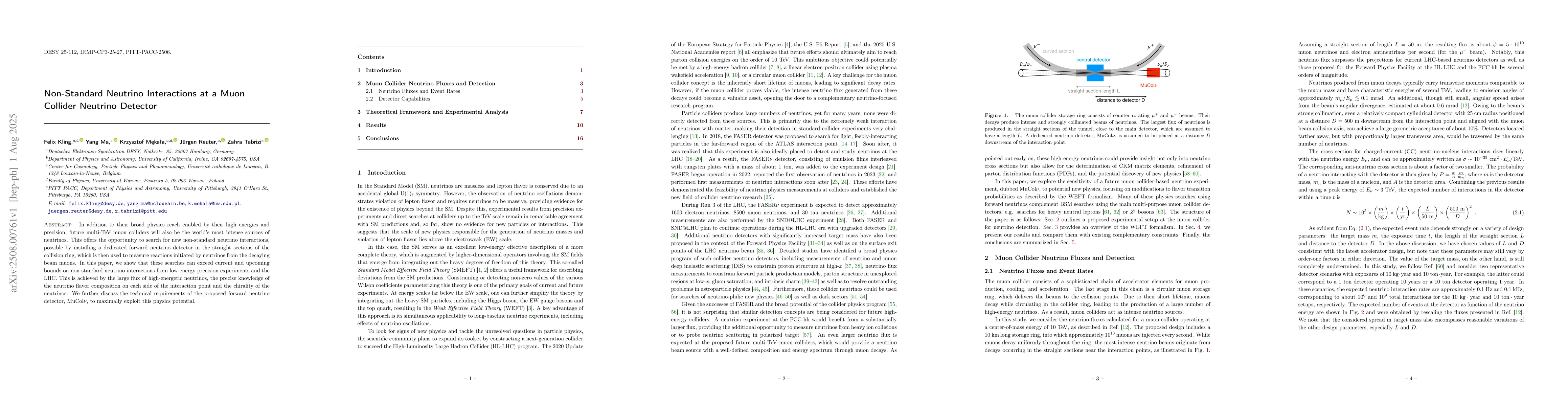 Thumbnail for Non-Standard Neutrino Interactions at a Muon Collider Neutrino Detector