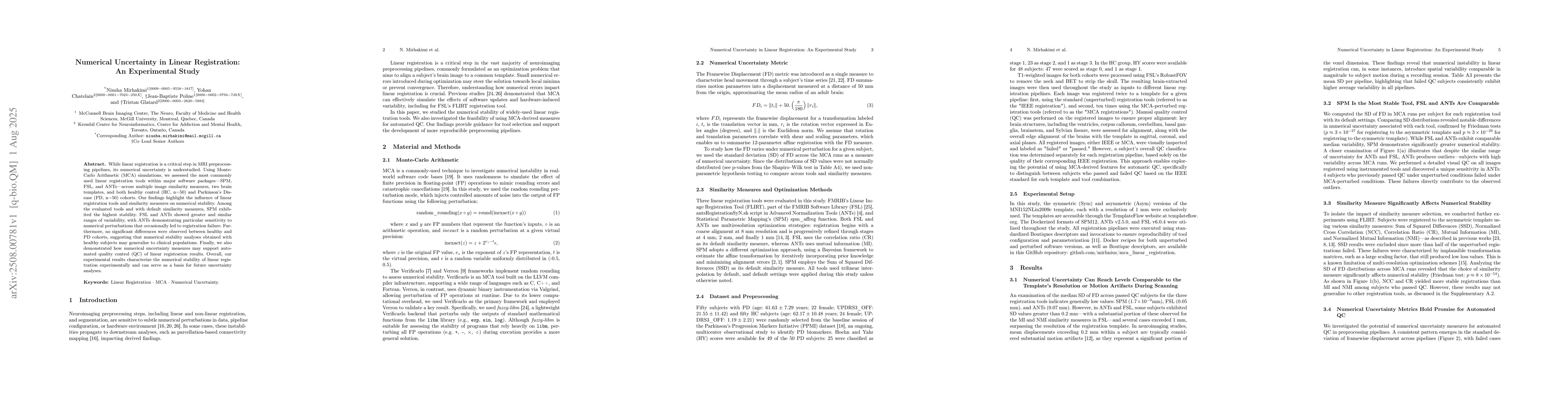 Thumbnail for Numerical Uncertainty in Linear Registration: An Experimental Study