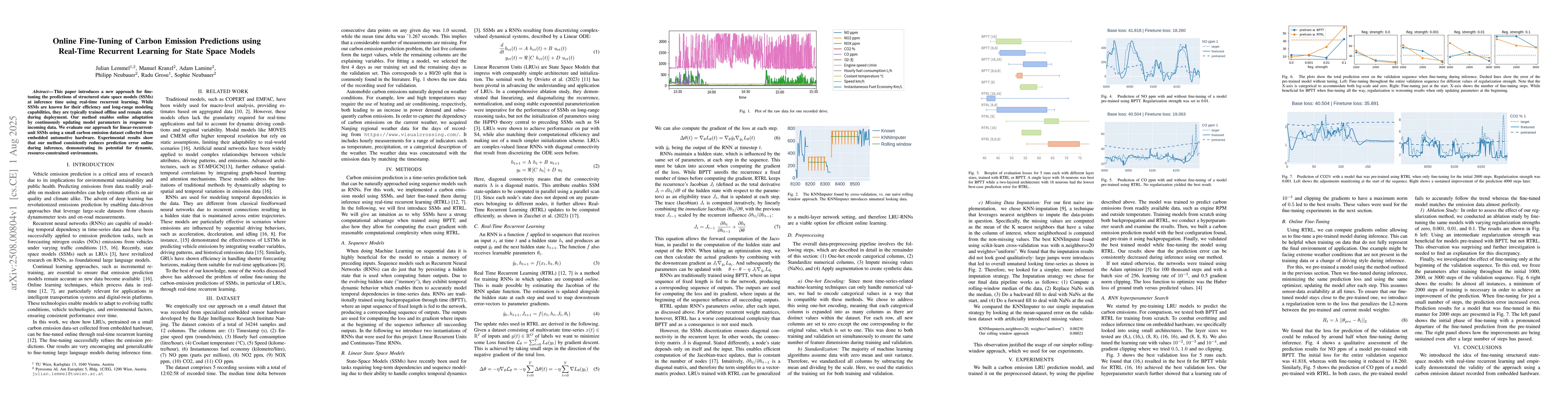 Thumbnail for Online Fine-Tuning of Carbon Emission Predictions using Real-Time
  Recurrent Learning for State Space Models