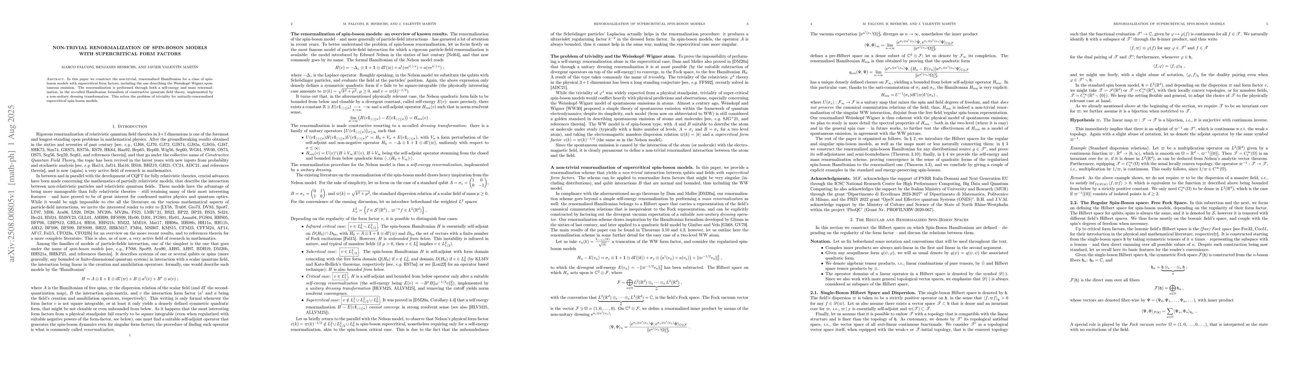 Thumbnail for Non-Trivial Renormalization of Spin-Boson Models with Supercritical Form
  Factors