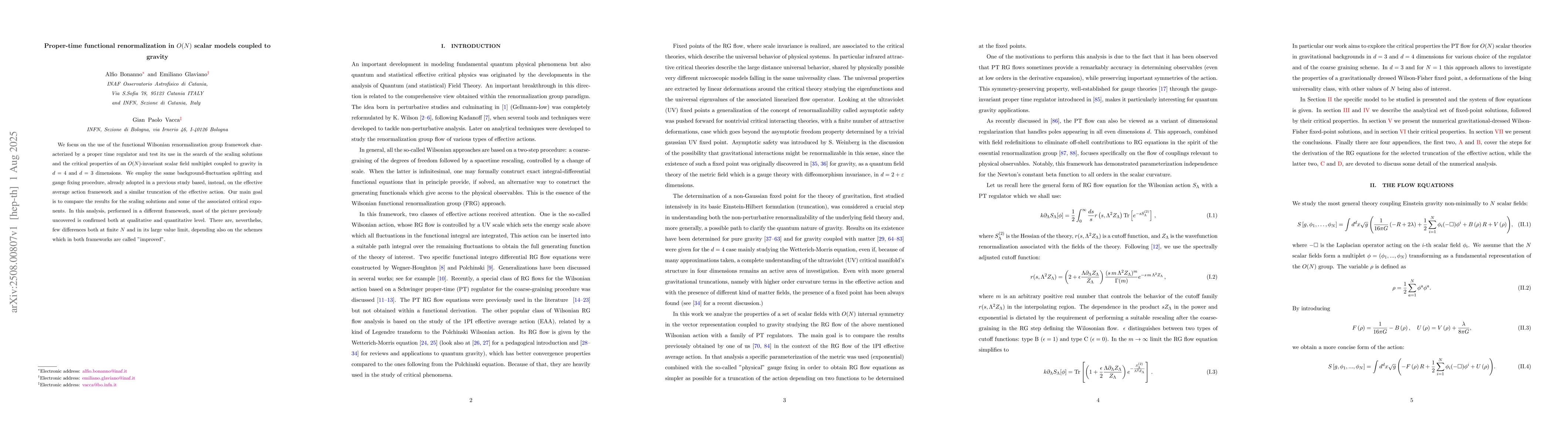Thumbnail for Proper-time functional renormalization in $O(N)$ scalar models coupled
  to gravity