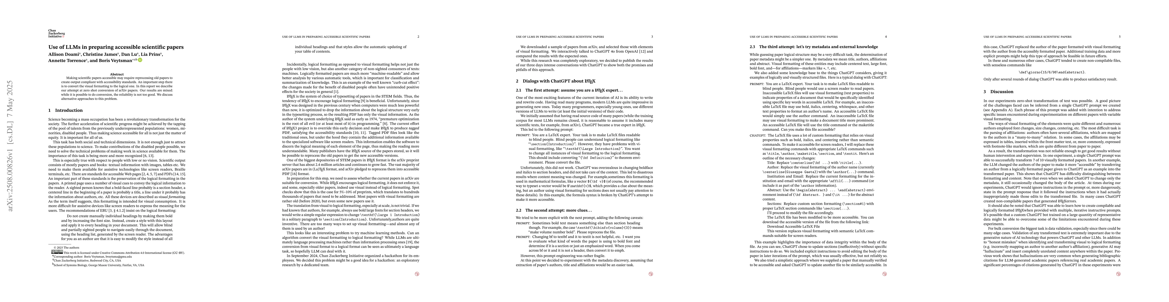 Thumbnail for Use of LLMs in preparing accessible scientific papers