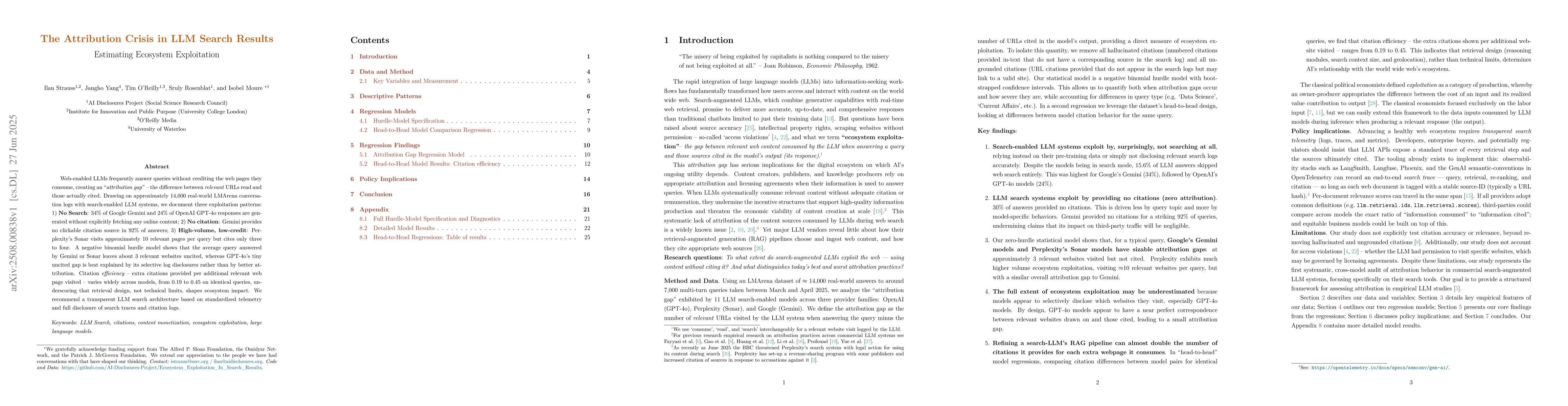 Thumbnail for The Attribution Crisis in LLM Search Results