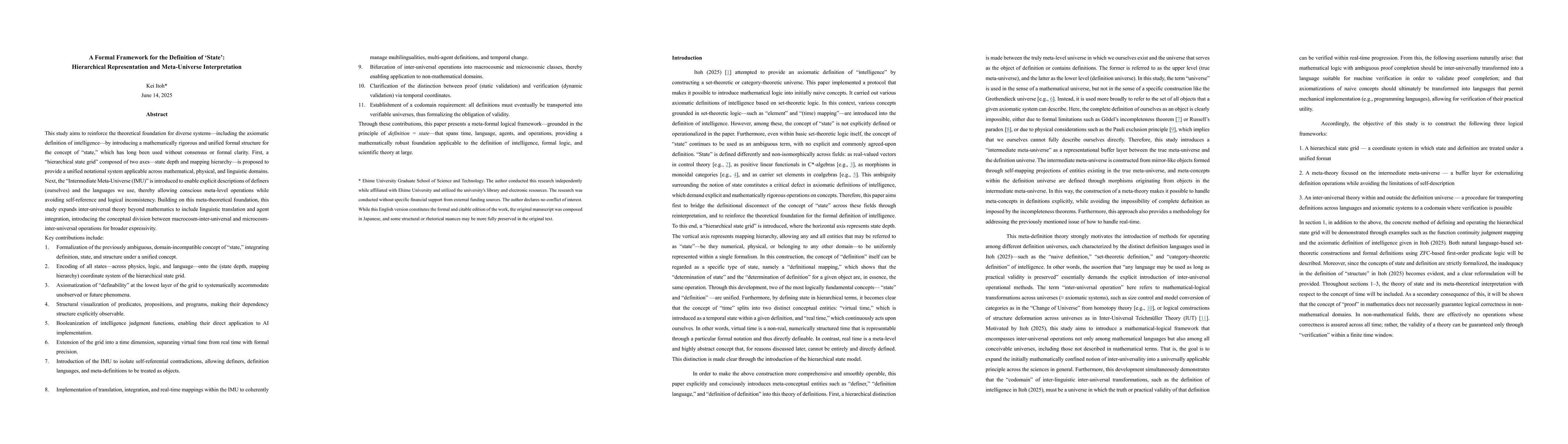 Thumbnail for A Formal Framework for the Definition of 'State': Hierarchical
  Representation and Meta-Universe Interpretation