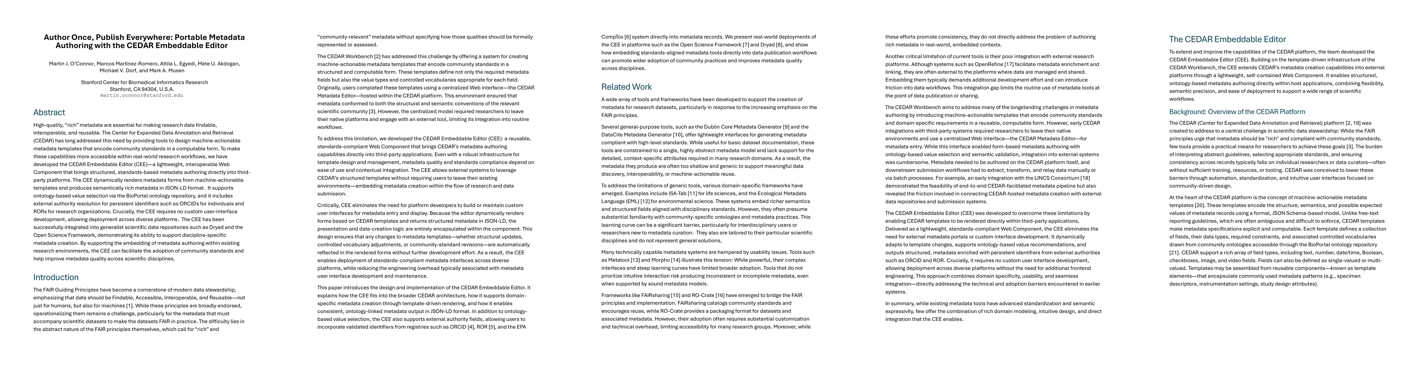 Thumbnail for Author Once, Publish Everywhere: Portable Metadata Authoring with the
  CEDAR Embeddable Editor