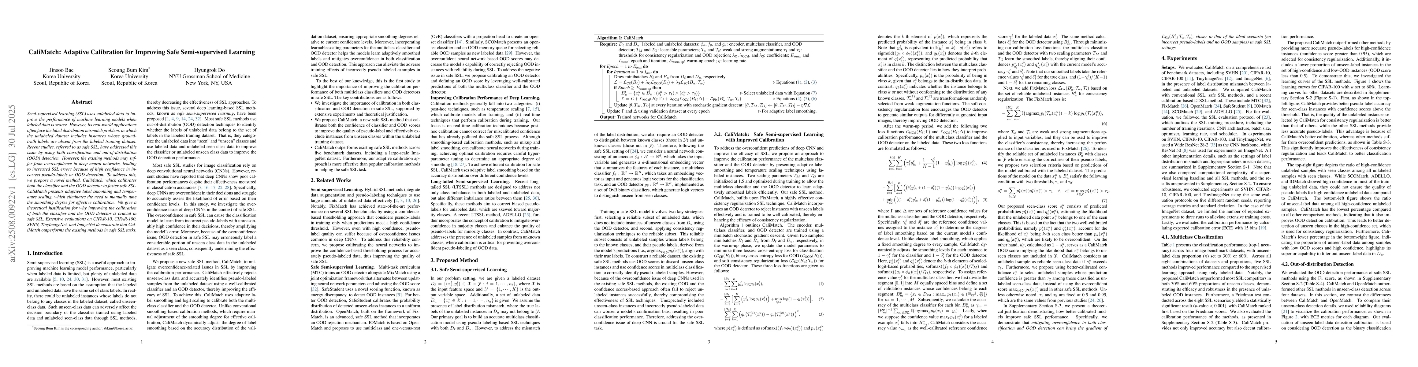 Thumbnail for CaliMatch: Adaptive Calibration for Improving Safe Semi-supervised
  Learning