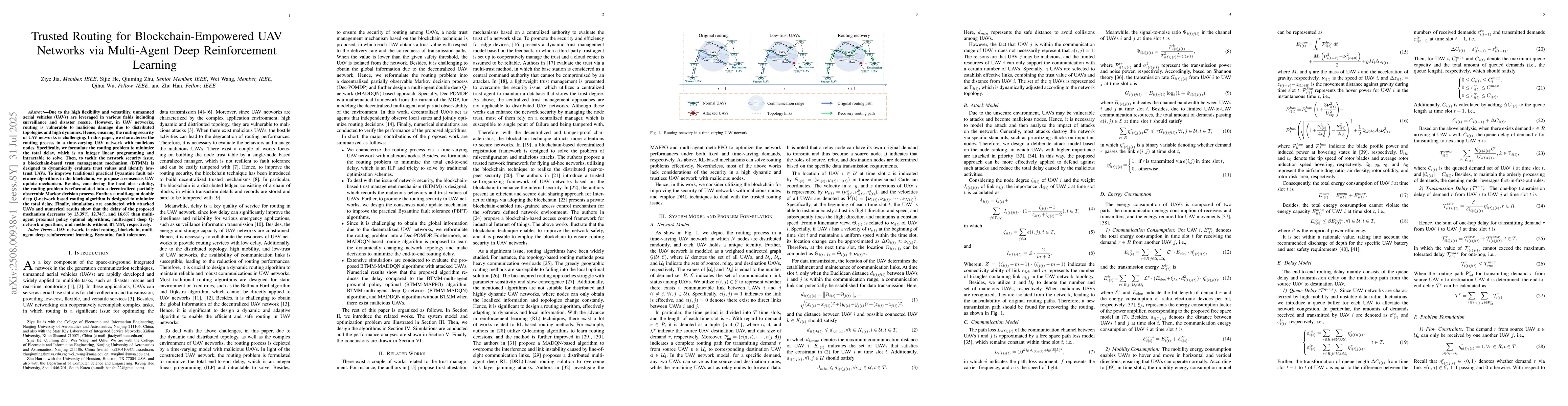Thumbnail for Trusted Routing for Blockchain-Empowered UAV Networks via Multi-Agent
  Deep Reinforcement Learning