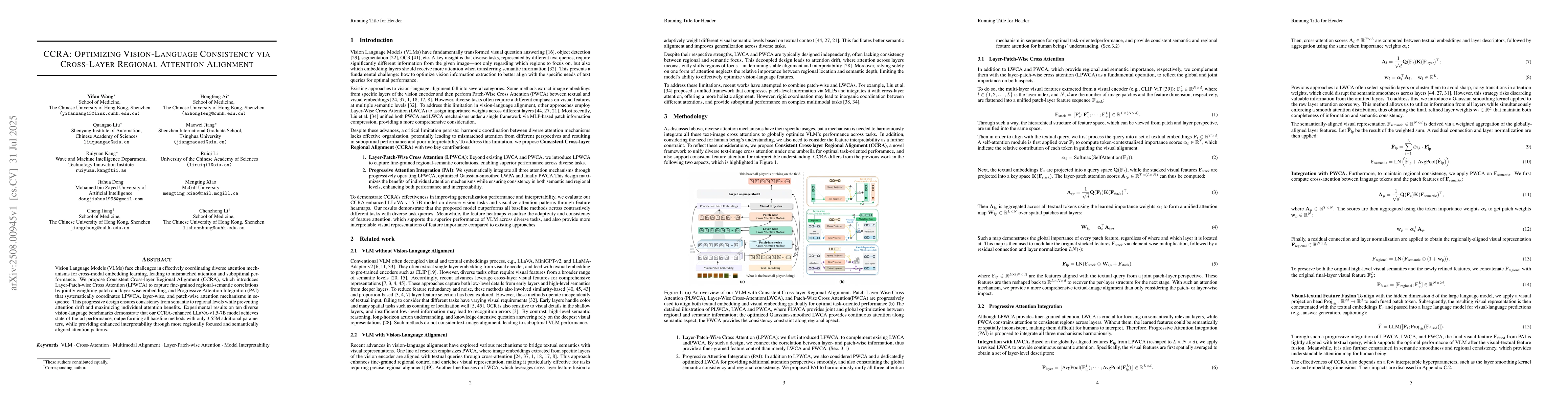 Thumbnail for Optimizing Vision-Language Consistency via Cross-Layer Regional
  Attention Alignment