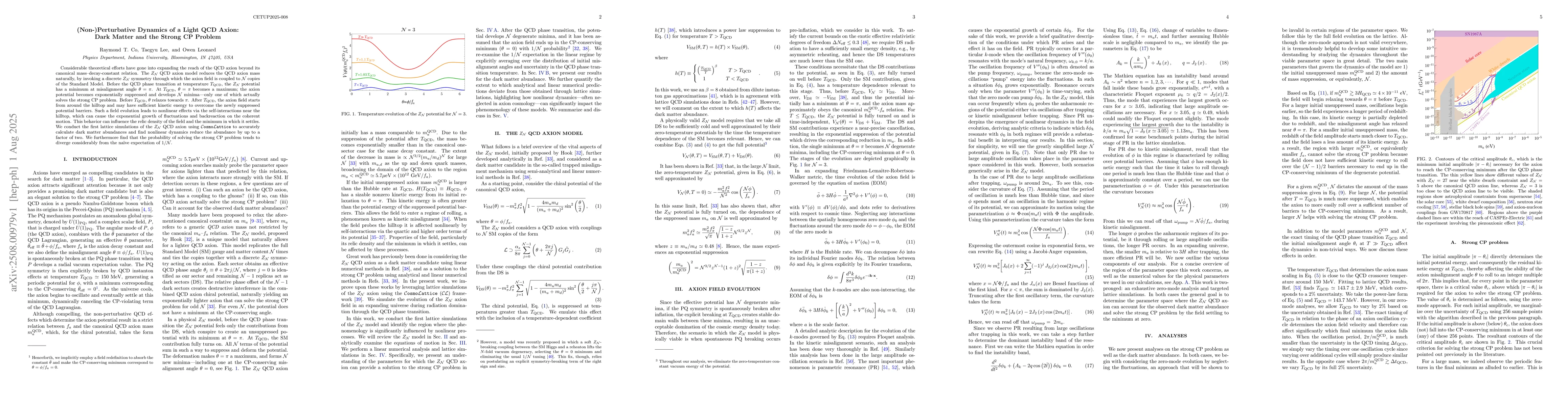 Thumbnail for (Non-)Perturbative Dynamics of a Light QCD Axion: Dark Matter and the
  Strong CP Problem