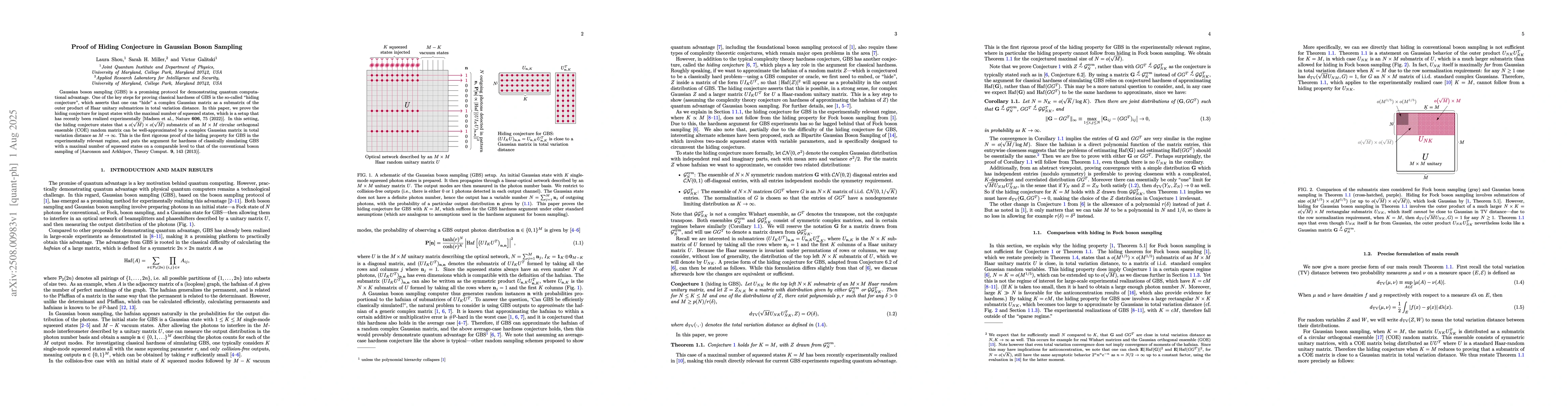 Thumbnail for Proof of Hiding Conjecture in Gaussian Boson Sampling