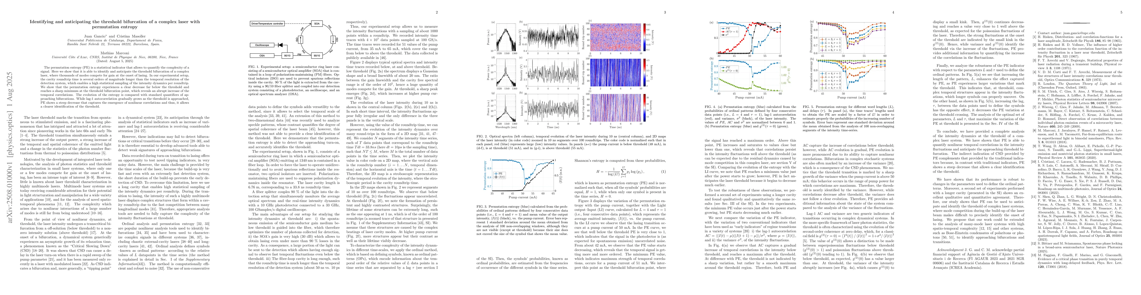 Thumbnail for Identifying and anticipating the threshold bifurcation of a complex
  laser with permutation entropy