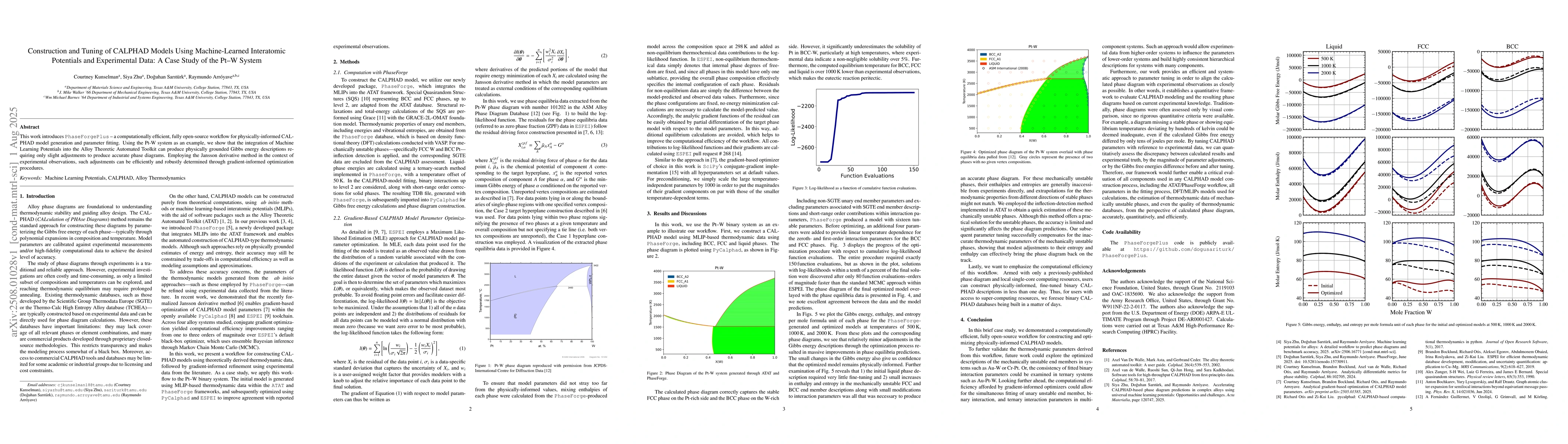 Thumbnail for Construction and Tuning of CALPHAD Models Using Machine-Learned
  Interatomic Potentials and Experimental Data: A Case Study of the Pt-W System