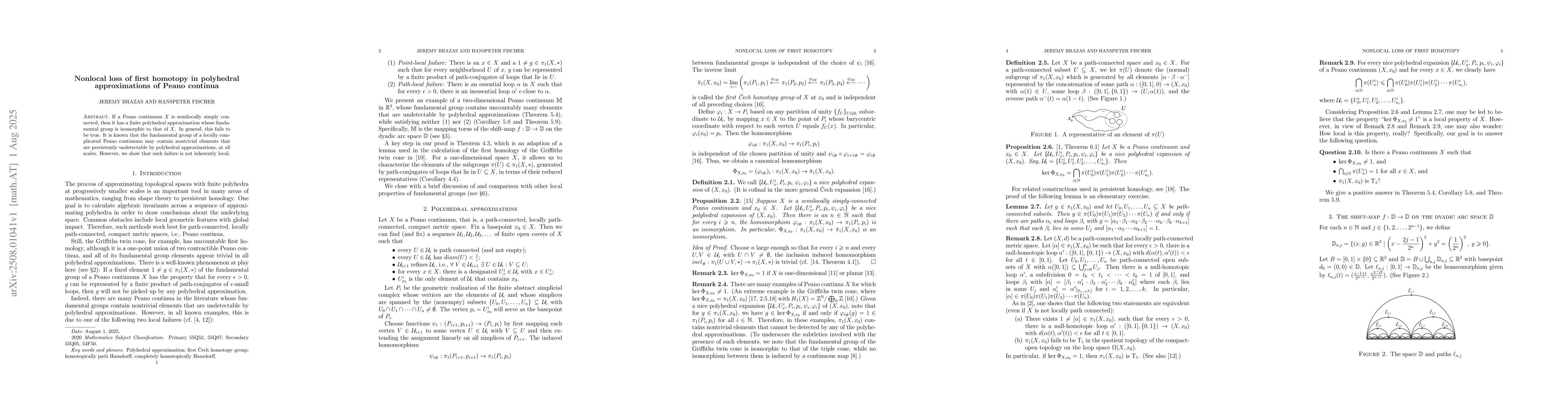 Thumbnail for Nonlocal loss of first homotopy in polyhedral approximations of Peano
  continua