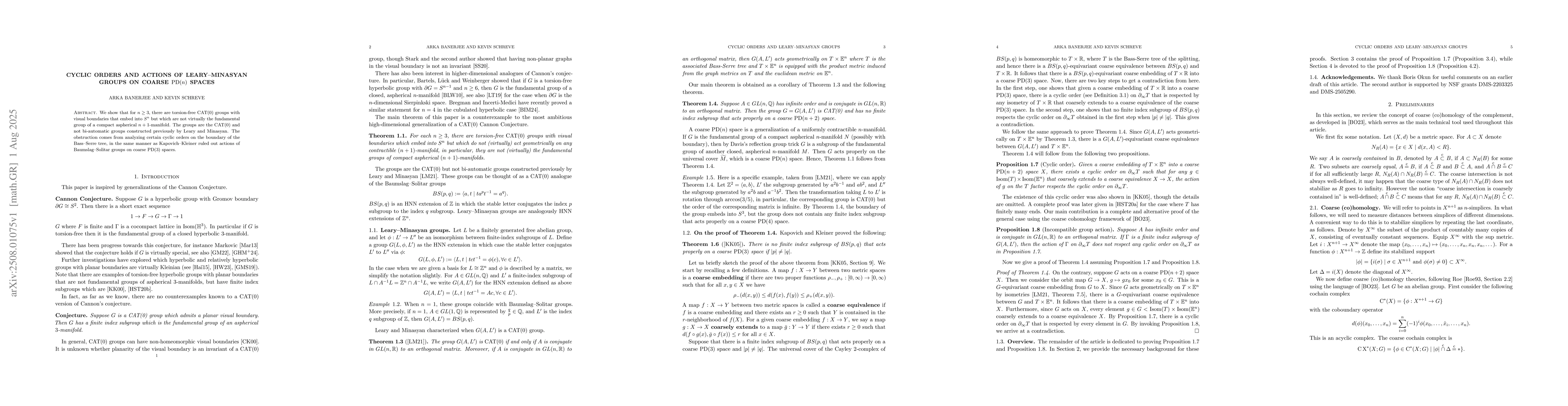 Thumbnail for Cyclic orders and actions of Leary--Minasyan groups on coarse
  $\mathrm{PD}(n)$ spaces