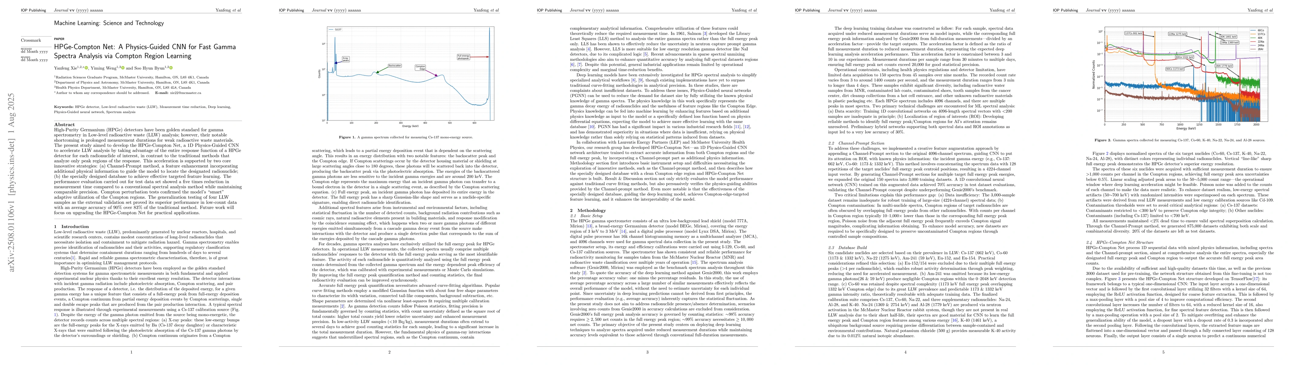 Thumbnail for HPGe-Compton Net: A Physics-Guided CNN for Fast Gamma Spectra Analysis
  via Compton Region Learning