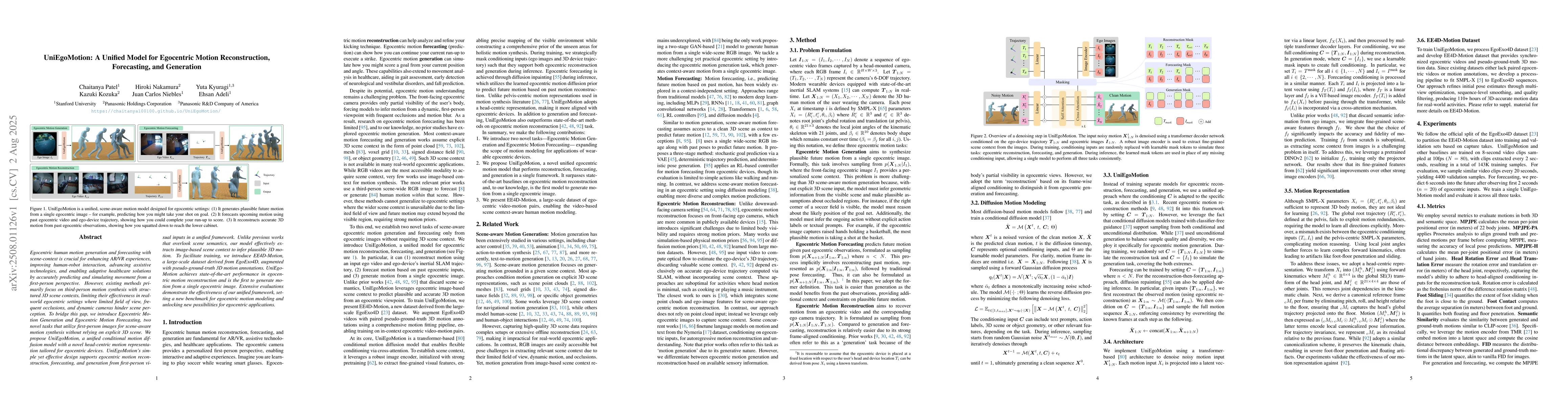 Thumbnail for UniEgoMotion: A Unified Model for Egocentric Motion Reconstruction,
  Forecasting, and Generation