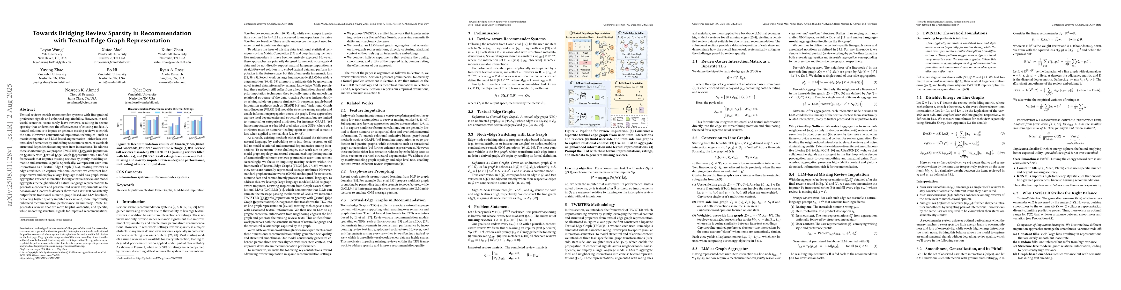 Thumbnail for Towards Bridging Review Sparsity in Recommendation with Textual Edge
  Graph Representation