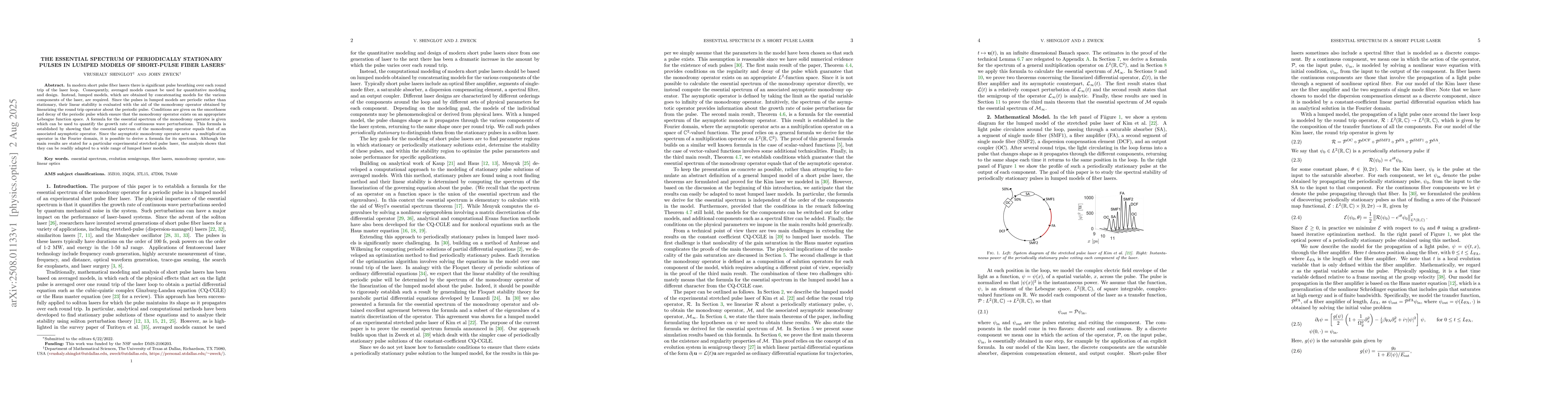 Thumbnail for The essential spectrum of periodically stationary pulses in lumped
  models of short-pulse fiber lasers