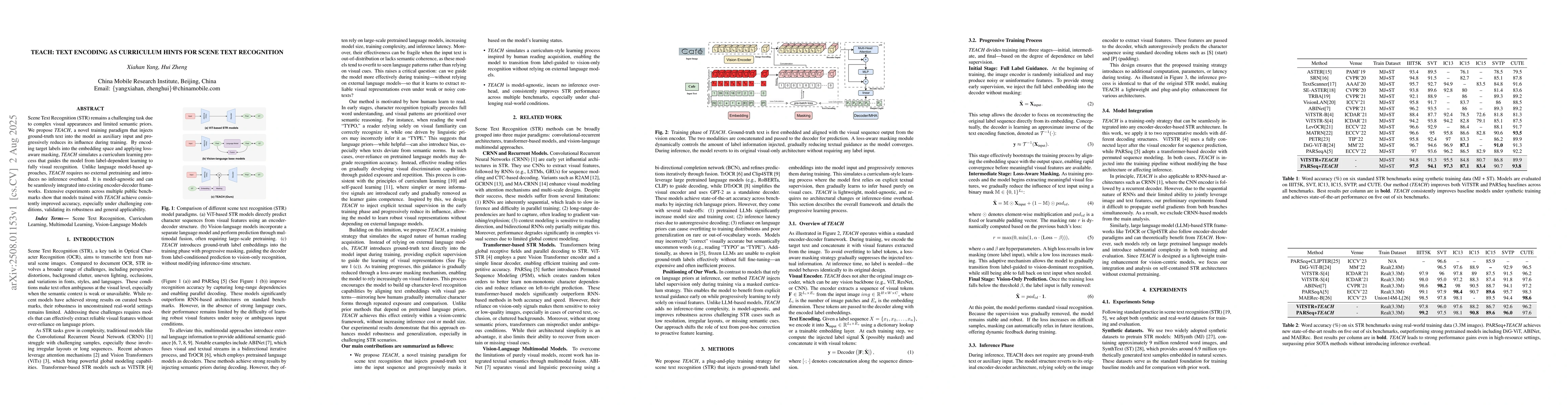 Thumbnail for TEACH: Text Encoding as Curriculum Hints for Scene Text Recognition