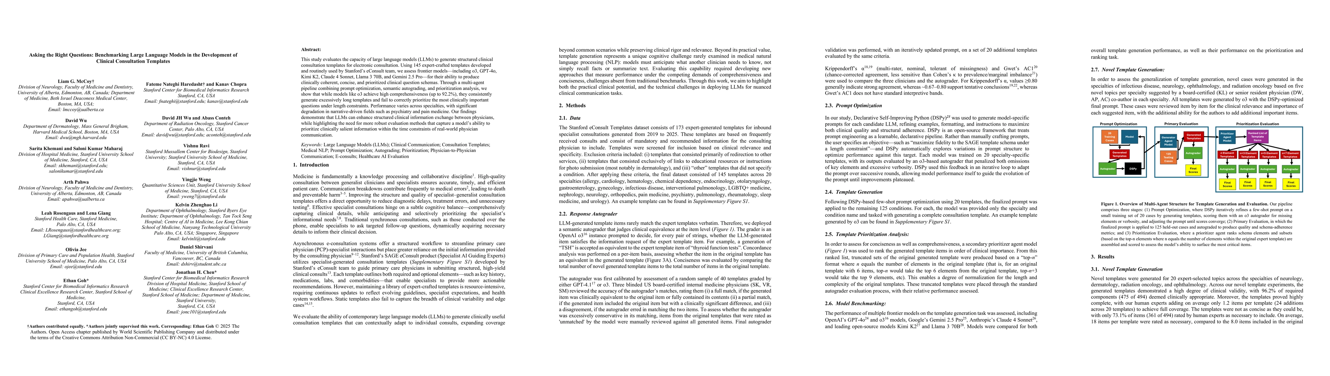 Thumbnail for Asking the Right Questions: Benchmarking Large Language Models in the
  Development of Clinical Consultation Templates