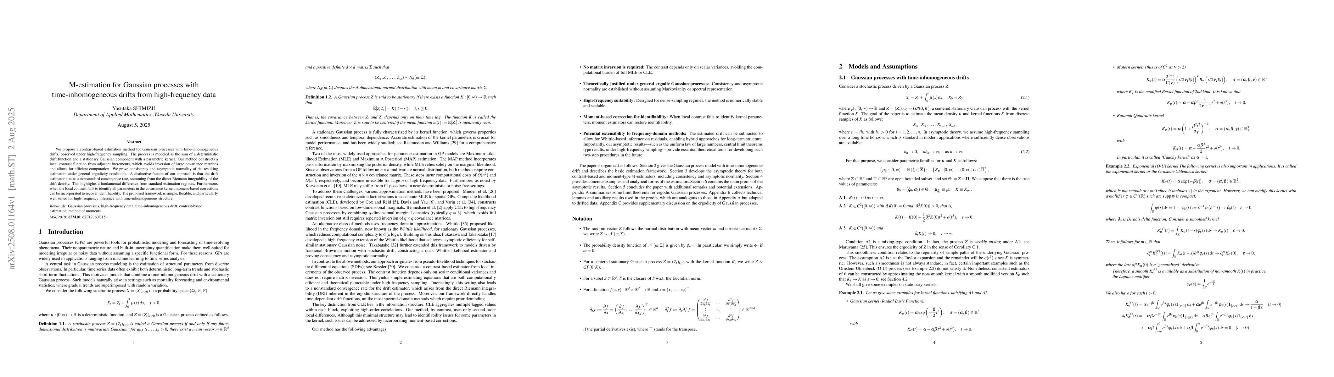 Thumbnail for M-estimation for Gaussian processes with time-inhomogeneous drifts from
  high-frequency data