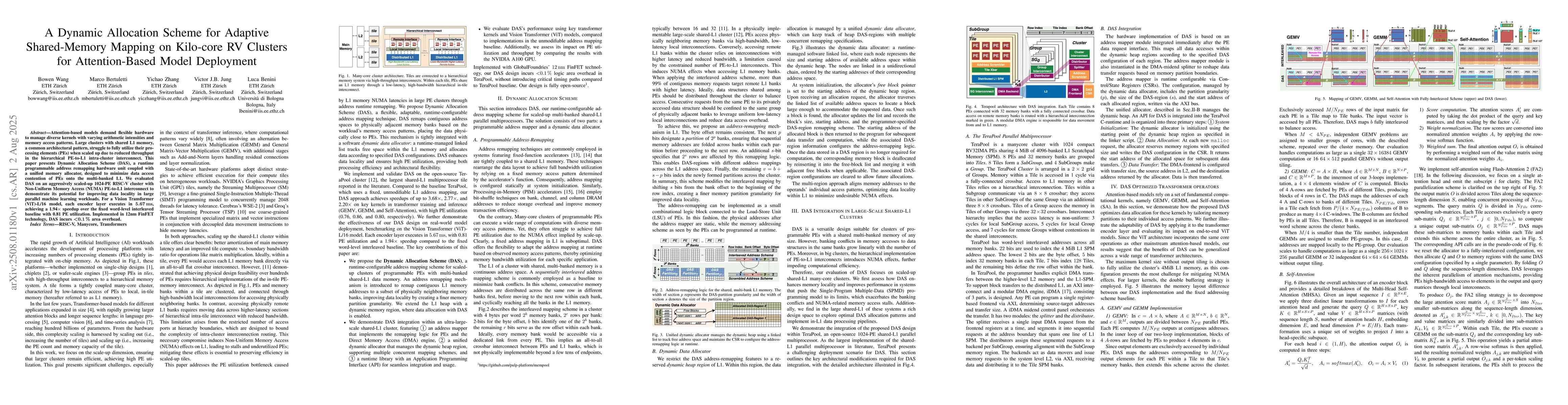 Thumbnail for A Dynamic Allocation Scheme for Adaptive Shared-Memory Mapping on
  Kilo-core RV Clusters for Attention-Based Model Deployment