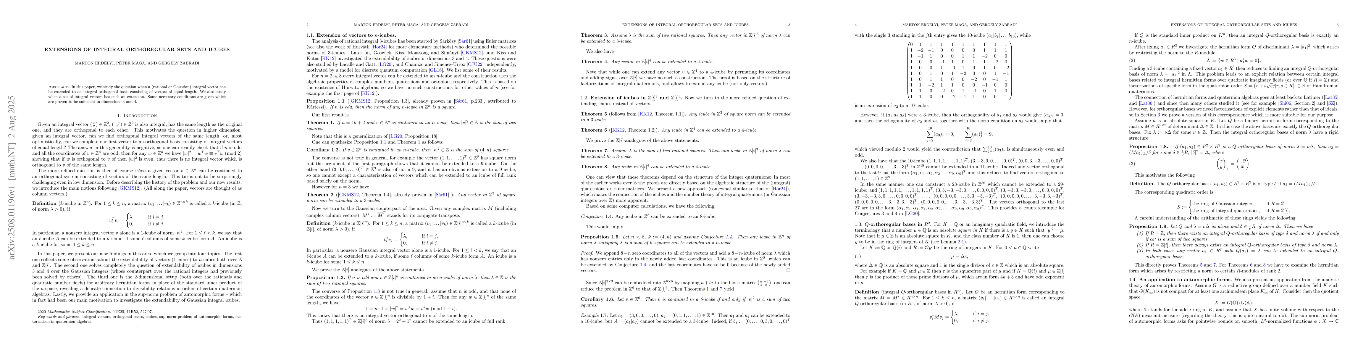 Thumbnail for Extensions of integral orthoregular sets and icubes