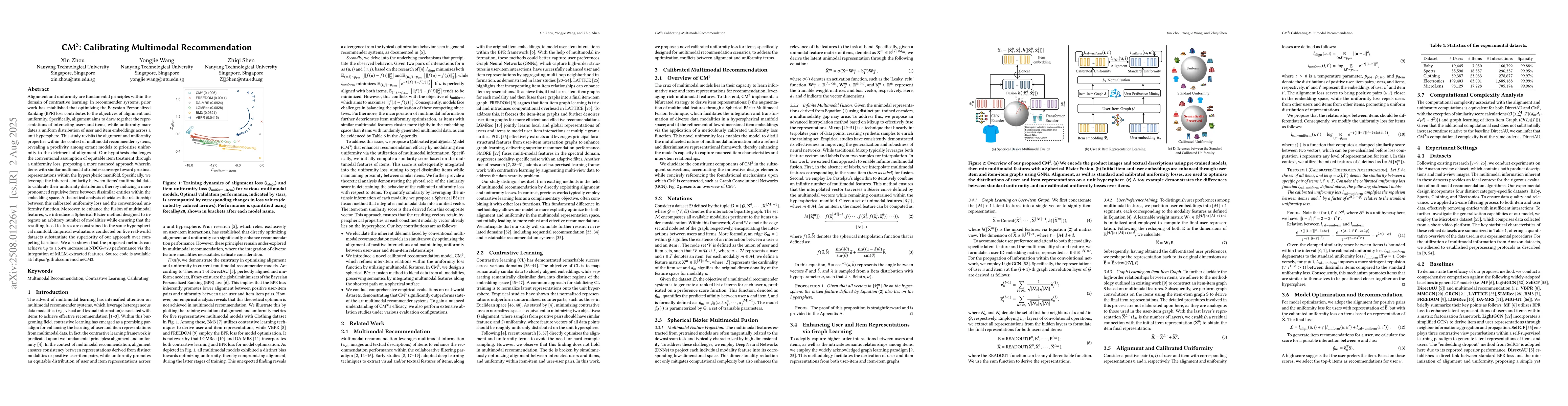 Thumbnail for CM$^3$: Calibrating Multimodal Recommendation