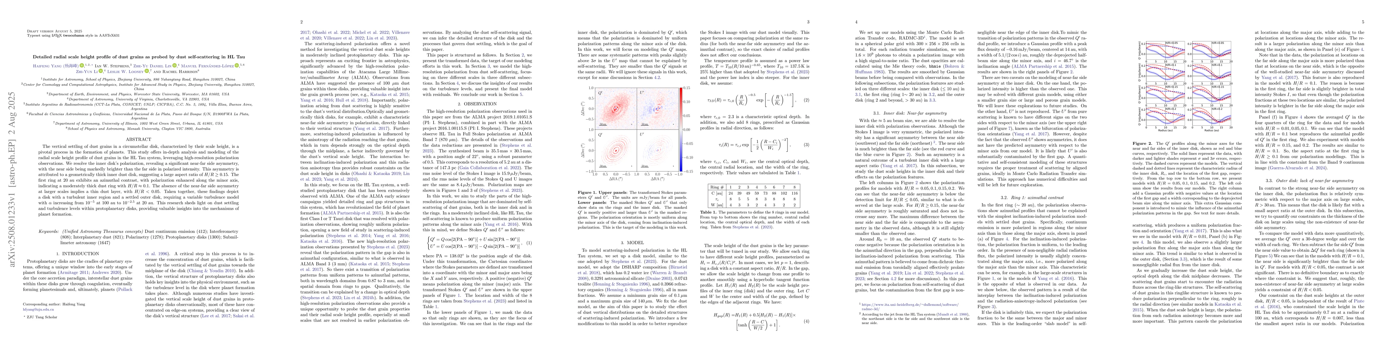 Thumbnail for Detailed radial scale height profile of dust grains as probed by dust
  self-scattering in HL Tau
