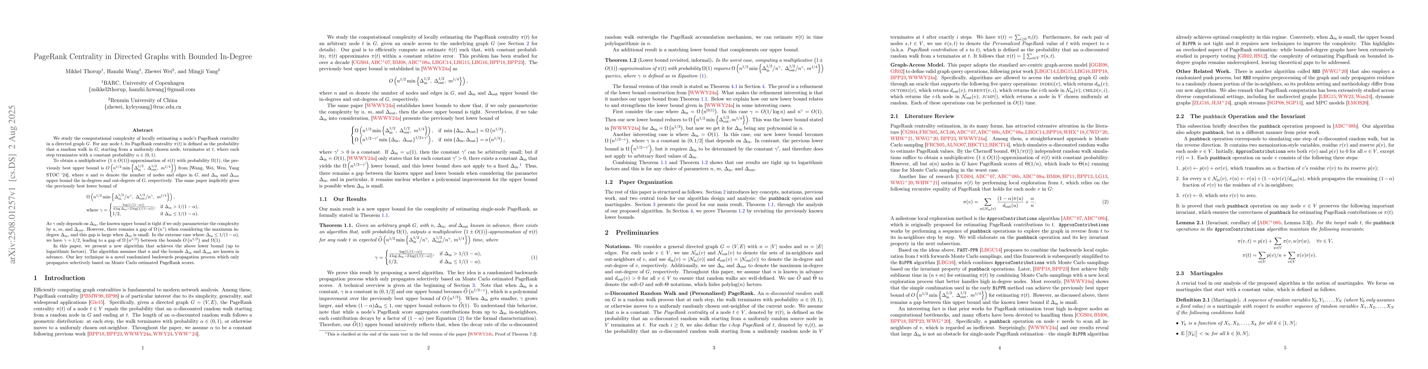 Thumbnail for PageRank Centrality in Directed Graphs with Bounded In-Degree