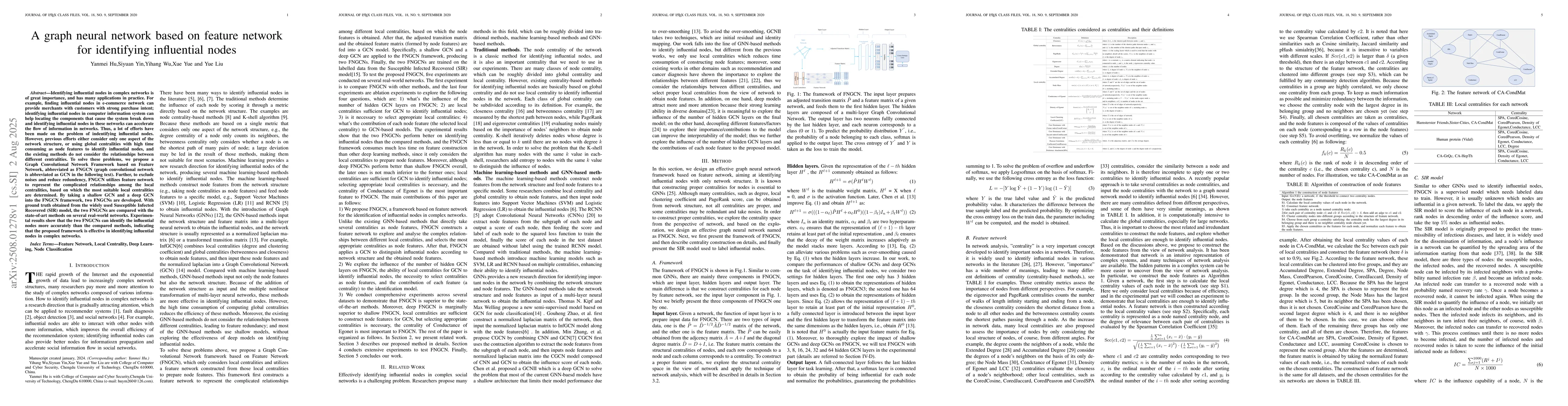 Thumbnail for A graph neural network based on feature network for identifying
  influential nodes