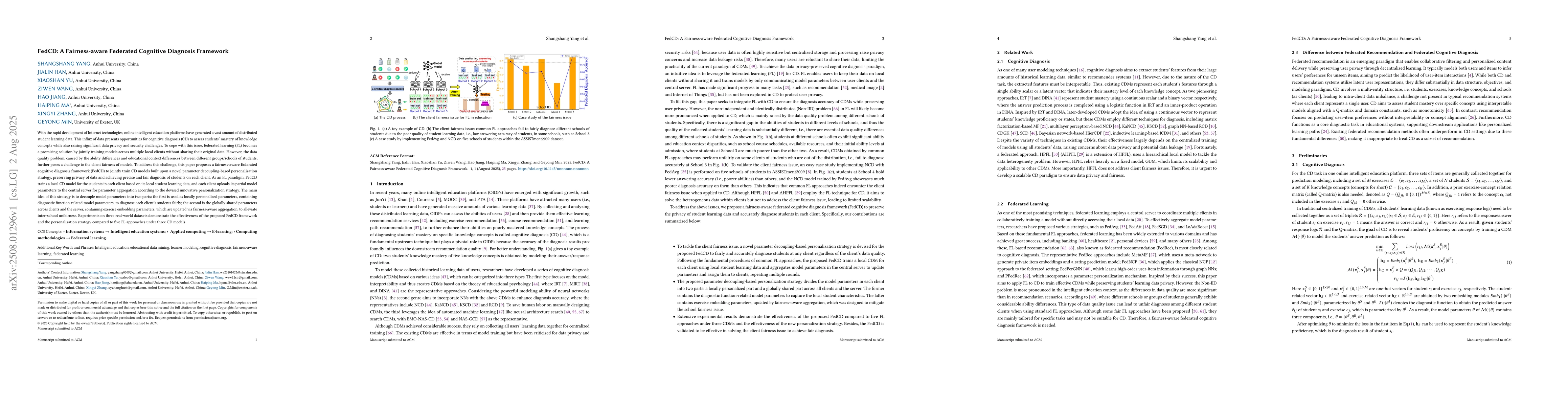 Thumbnail for FedCD: A Fairness-aware Federated Cognitive Diagnosis Framework