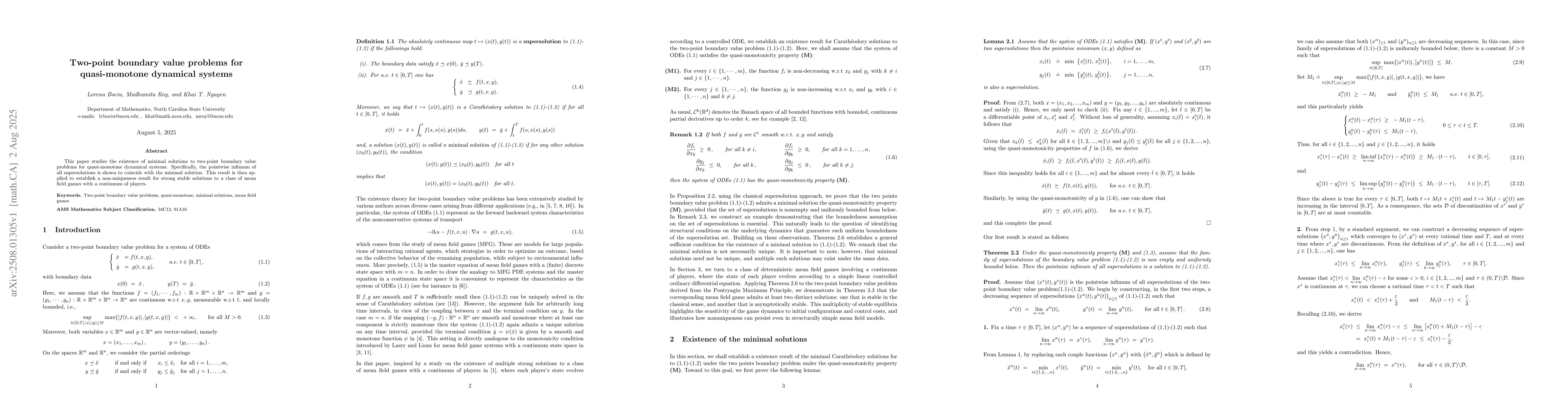 Thumbnail for Two-point boundary value problems for quasi-monotone dynamical systems