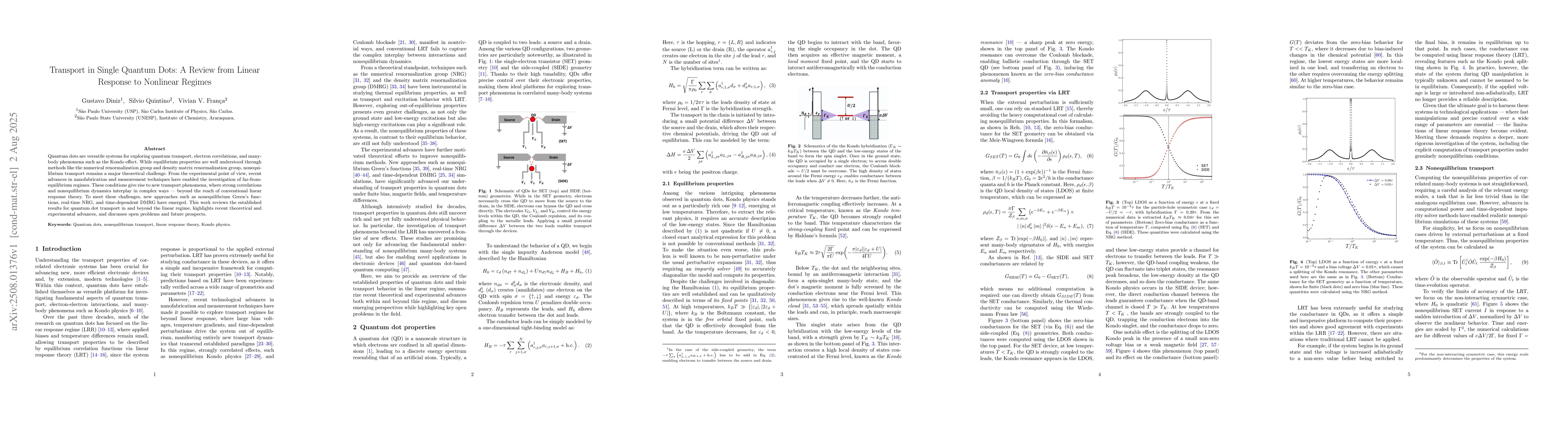 Thumbnail for Transport in Single Quantum Dots: A Review from Linear Response to
  Nonlinear Regimes