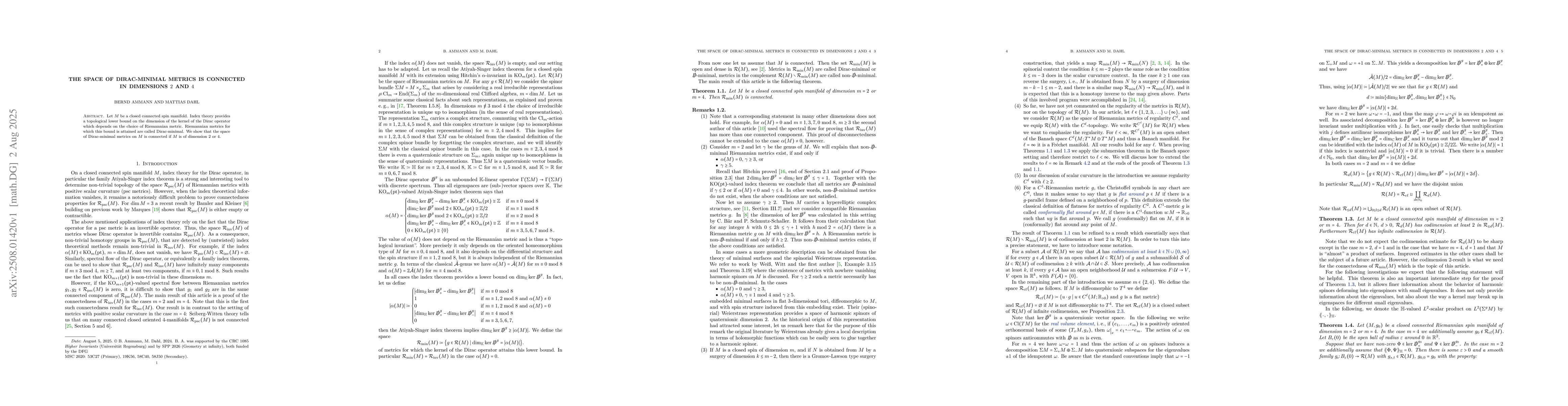 Thumbnail for The space of Dirac-minimal metrics is connected in dimensions 2 and 4