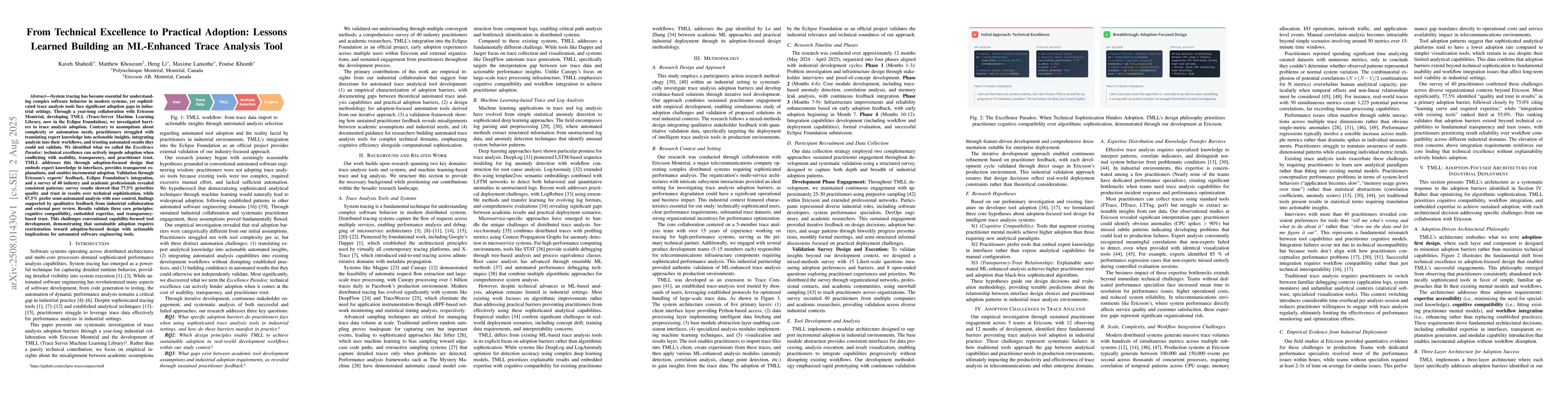 Thumbnail for From Technical Excellence to Practical Adoption: Lessons Learned
  Building an ML-Enhanced Trace Analysis Tool