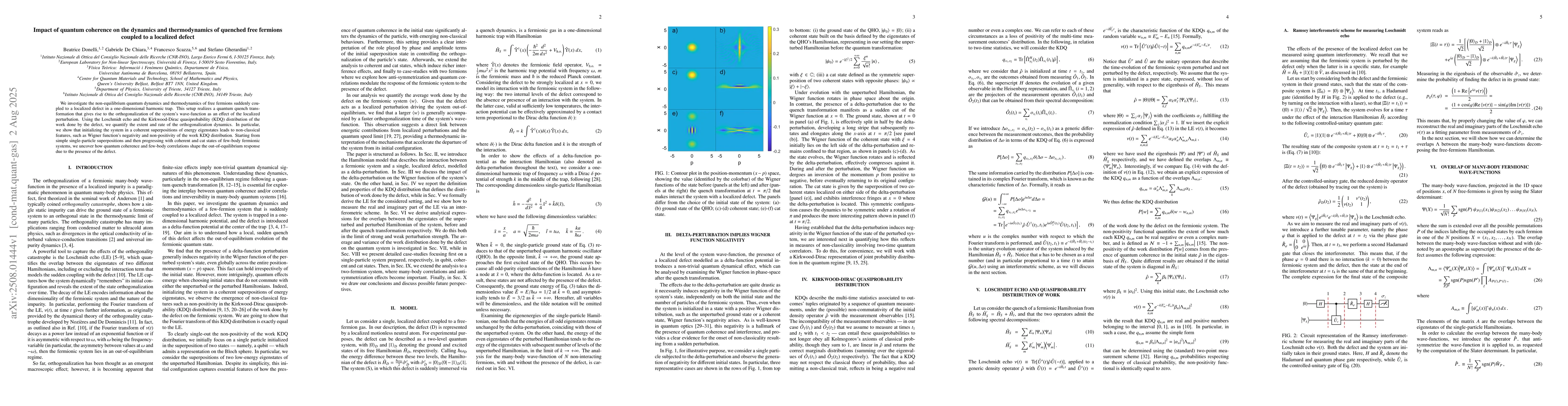 Thumbnail for Impact of quantum coherence on the dynamics and thermodynamics of
  quenched free fermions coupled to a localized defect