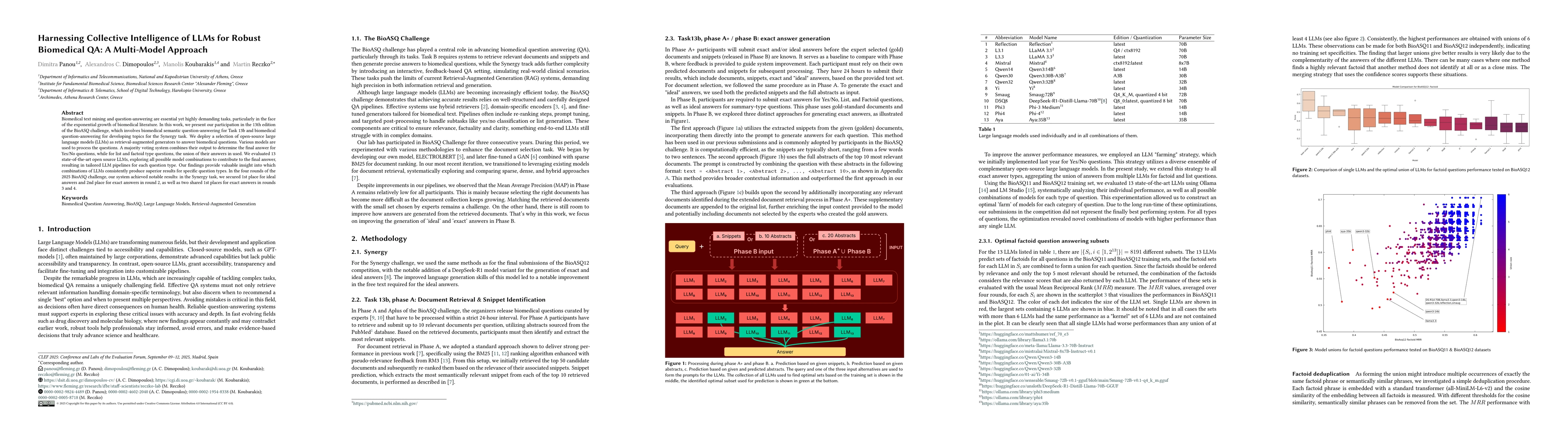Thumbnail for Harnessing Collective Intelligence of LLMs for Robust Biomedical QA: A
  Multi-Model Approach