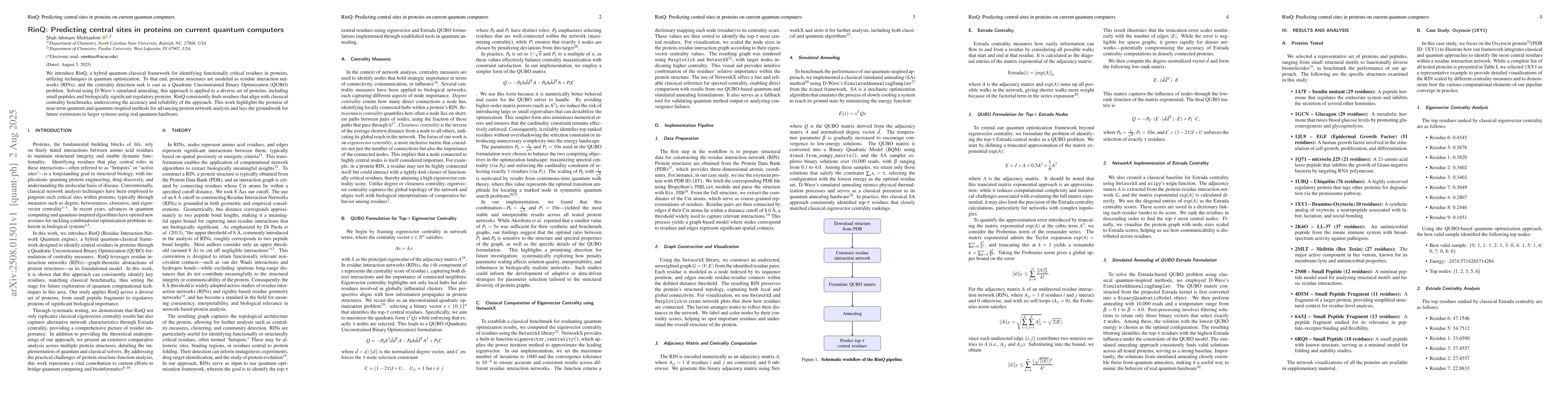 Thumbnail for RinQ: Predicting central sites in proteins on current quantum computers