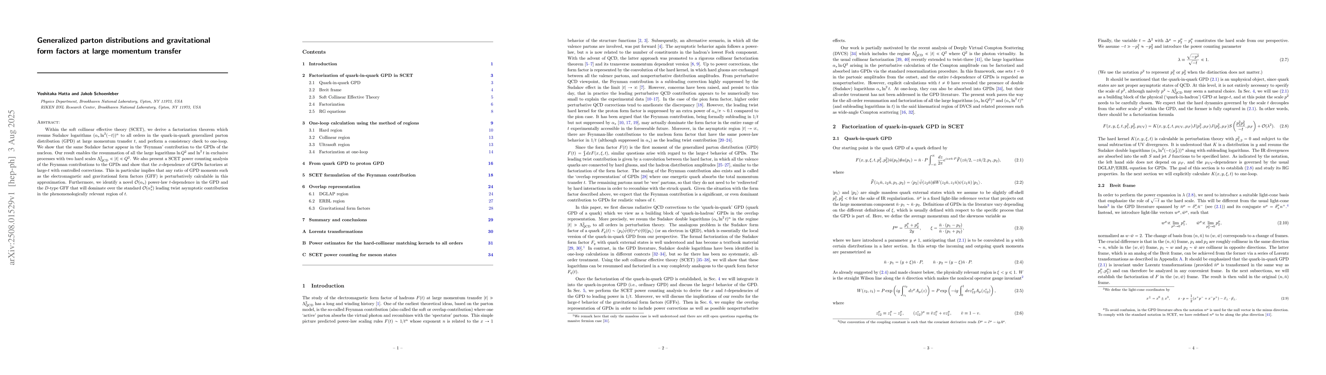 Thumbnail for Generalized parton distributions and gravitational form factors at large
  momentum transfer