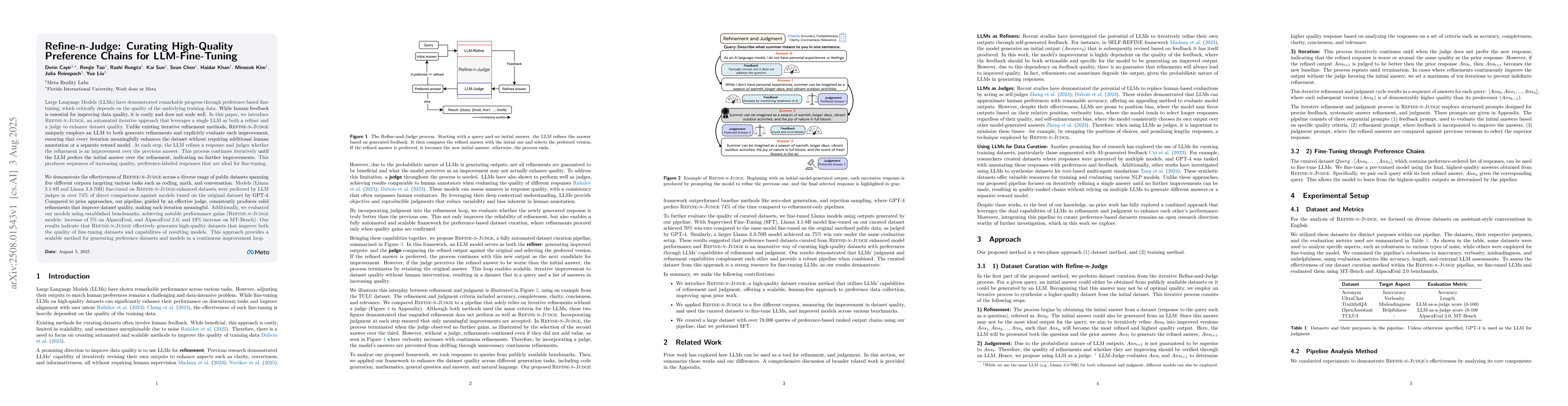 Thumbnail for Refine-n-Judge: Curating High-Quality Preference Chains for
  LLM-Fine-Tuning