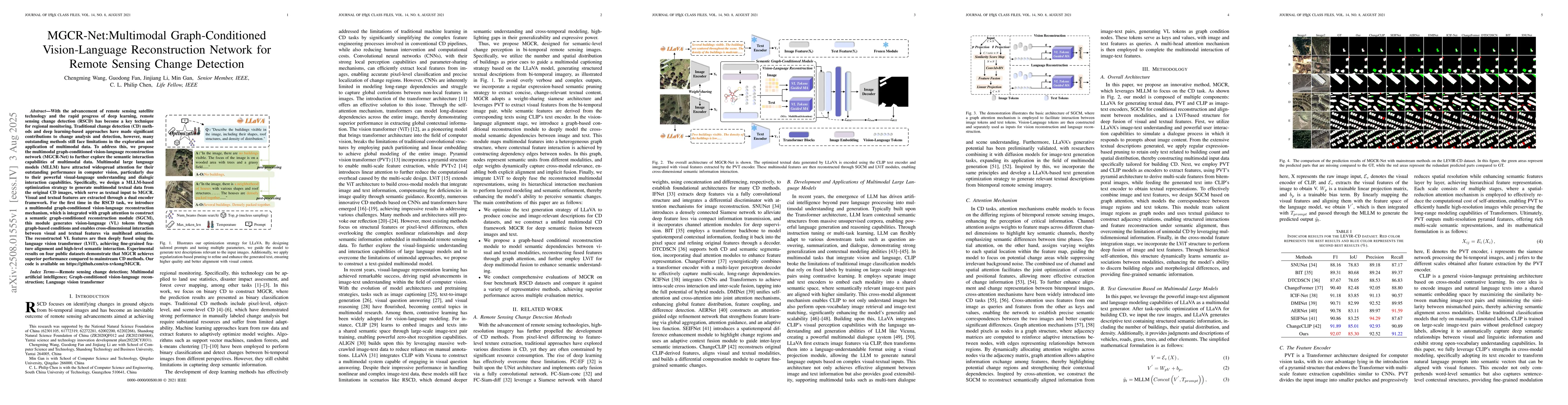 Thumbnail for MGCR-Net:Multimodal Graph-Conditioned Vision-Language Reconstruction
  Network for Remote Sensing Change Detection
