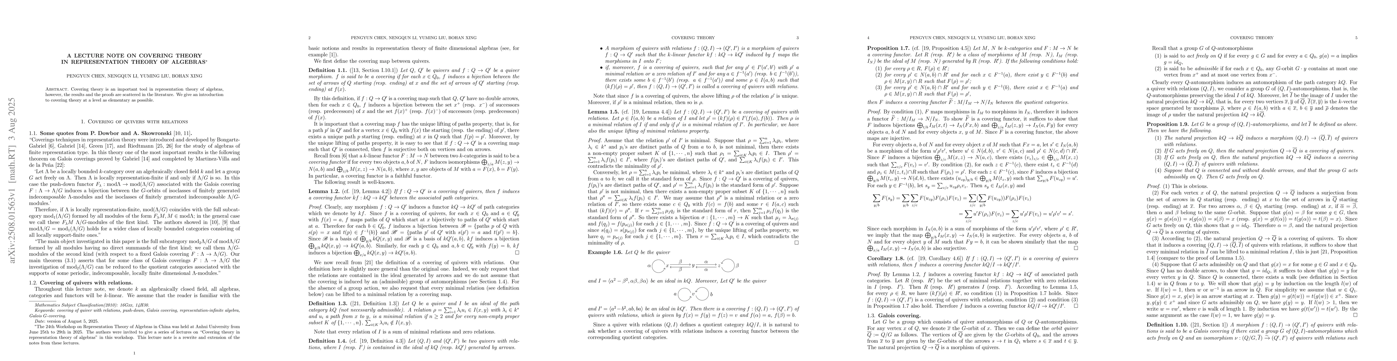 Thumbnail for A lecture note on covering theory in representation theory of algebras
