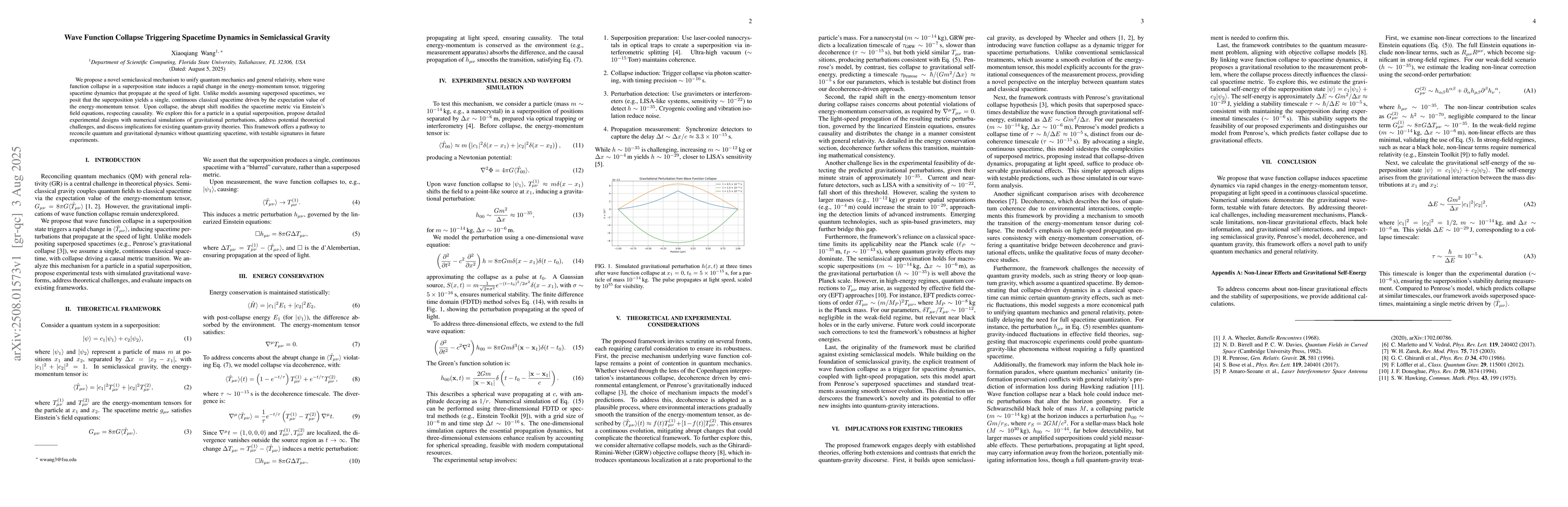 Thumbnail for Wave Function Collapse Triggering Spacetime Dynamics in Semiclassical
  Gravity