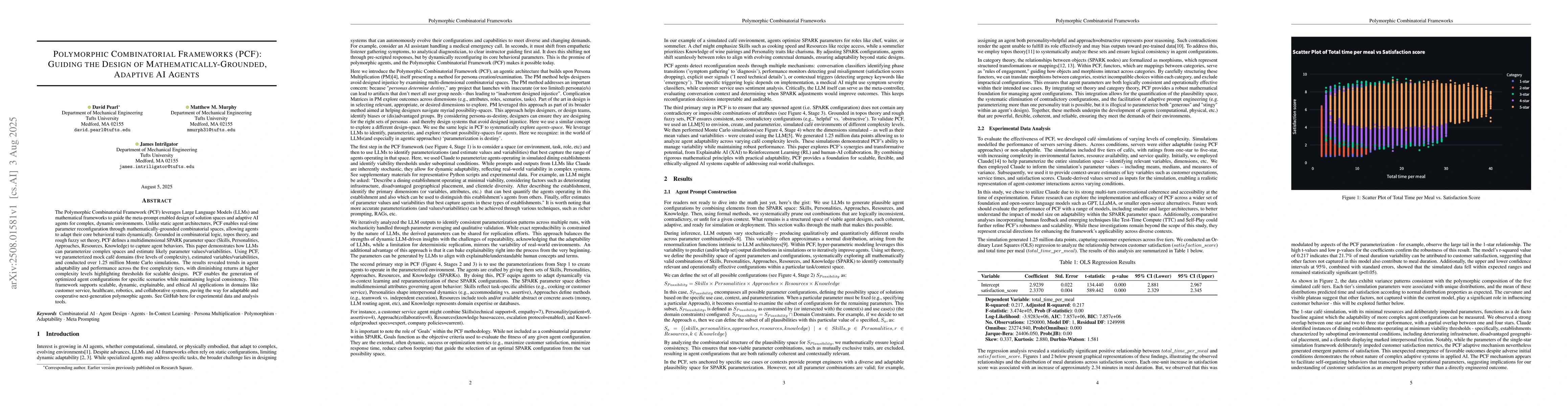 Thumbnail for Polymorphic Combinatorial Frameworks (PCF): Guiding the Design of
  Mathematically-Grounded, Adaptive AI Agents