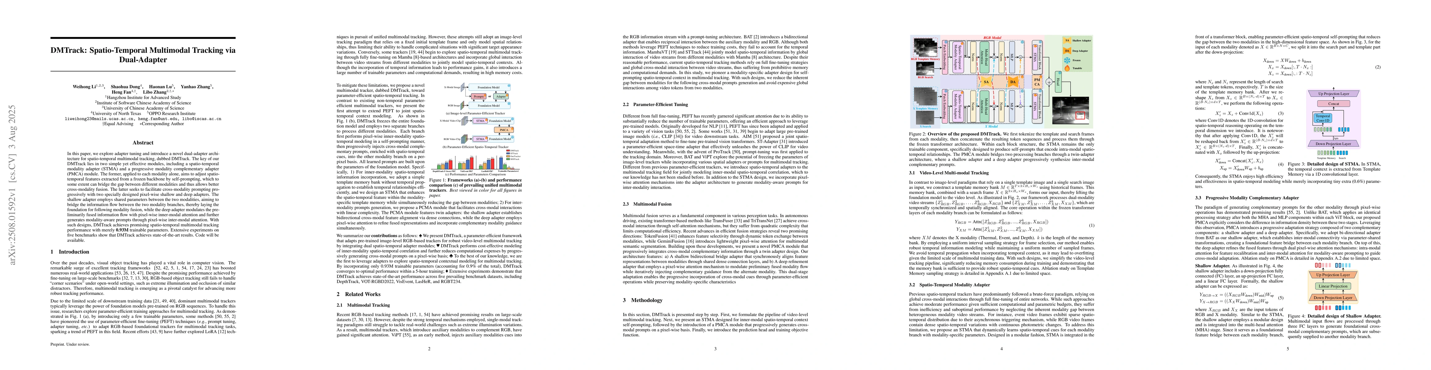 Thumbnail for DMTrack: Spatio-Temporal Multimodal Tracking via Dual-Adapter