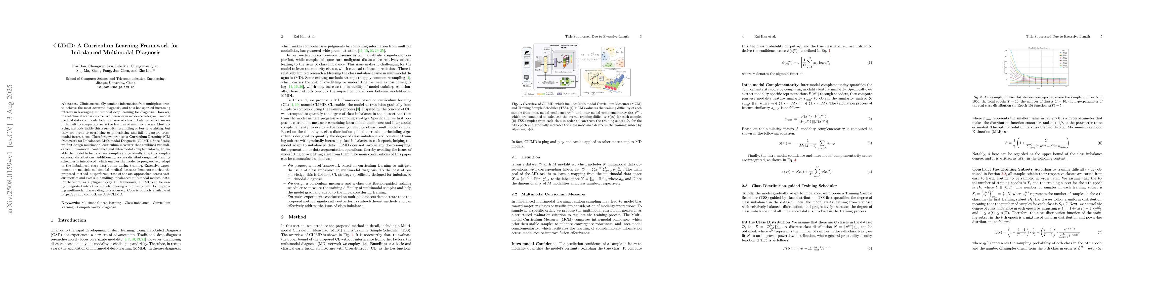 Thumbnail for CLIMD: A Curriculum Learning Framework for Imbalanced Multimodal
  Diagnosis
